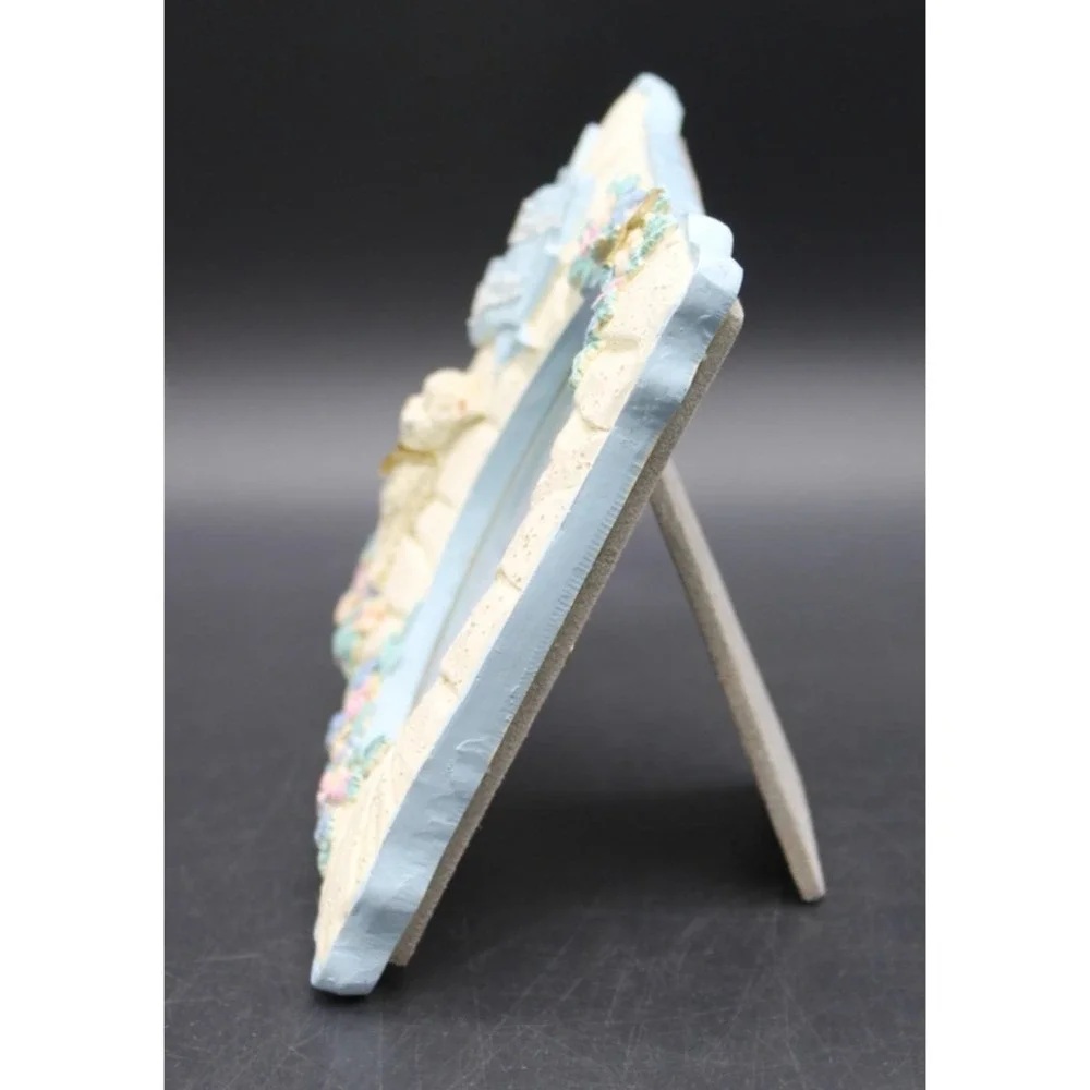 Baby's Baptism Photo Frame 7.5x6 Resin Lamb Floral 4x3 Oval Picture Religious